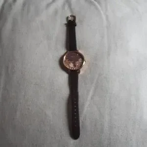 Olivia Burton Lace Detail Brown Rose Gold Watch